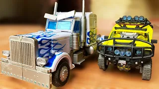 Transformers Ratchet vs Optimus Prime Stop motion & Barricade Police Lego Skeleton Adventure Story!