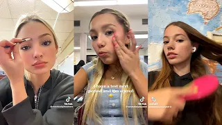asmr doing makeup in class | tiktok compilation