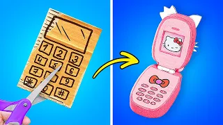 MY PARENTS MADE ME DIY KITTY PHONE😻 || Awesome Parenting Crafts made from Cardboard By 123 GO Like!
