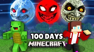 JJ and Mikey Survived 100 Days From Scary LUNAR MOONS in Minecraft Challenge Maizen