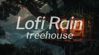 Forest Treehouse in Rain 🌧️ Lofi HipHop / Ambient 🎧 Lofi Rain [Beats To Relax / Piano x Drums]