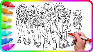 EQUESTRIA GIRLS Coloring Pages - Next Generation. How to color My Little Pony. Easy Drawing Tutorial