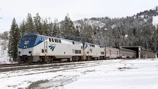 Amtrak California Zephyrs over Donner Pass- Tunnels and Bridge shots!