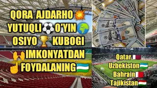 DIQQAT💥QORA AJDARHO DA 🌍ROZIGRISH💵💶OSIYO🌍KUBOGI⚽QURRA💰TOPINING🙌PUL YUTINING🤝FAQAT OBUNACHILAR⛳UCHUN😍