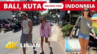 KUTA LEGIAN BALI Indonesia 2023 🇮🇩 Bali 4k WALKING Tour | Beachwalk Shopping Center to main street