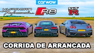 Lamborghini Huracan vs Audi R8 vs Nissan GT-R - CORRIDA DE ARRANCADA