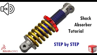 Shock Absorber Assembly SolidWorks Tutorial 2021 step by step! Learn from Home! :D