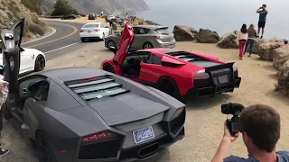 Lamborghini Reventon & Murci Fly by and huge flames!