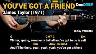 You've Got a Friend - James Taylor (Easy Guitar Chords Tutorial with Lyrics)