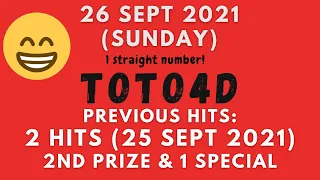 Foddy Nujum Prediction for Sports Toto 4D - 26 September 2021 (Sunday)