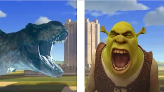 Shrek vs Rexy Full Fight (F**king Epic).