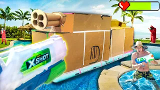 X Shot BATTLESHIP Battle ROYAL! DESTROY THE BOX FORT BATTLESHIP!