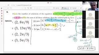 If n  is the number of solutions of the equation 2cosx(....) JEE Main '21 Sept| Mathematics