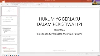 Kuliah HPI ke-7. HPI yang berlaku di bidang Perikatan (5 Nov 2020) - Pagi