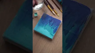 Northern Lights in a Window | Mini Acrylic Painting | Using Ahmarelle Watercolours