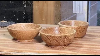 Richard Raffan turns firewood into small bowls.