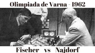 Bobby Fischer, genial, hace abandonar a Najdorf en pocas jugadas en la Olimpiada de Varna - 1962.