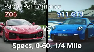 REV Monsters | 2023 Corvette Z06 vs 2023 Porsche 911 GT3 Specs - Paper Performance, 0-60, 1/4 mile