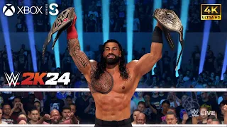 WWE 2K24 - Double World Championship Match | xbos [4k60]