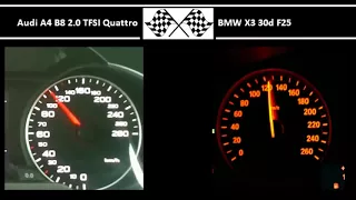 Audi A4 B8 2.0 TFSI Quattro VS. BMW X3 30d F25 - Acceleration 0-100km/h