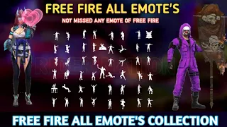 FREE FIRE ALL EMOTES IN FREE FIRE EMOTE COLLECTION RARE LEGENDARY EMOTE IN FREE FIRE NEW EMOTE 2020