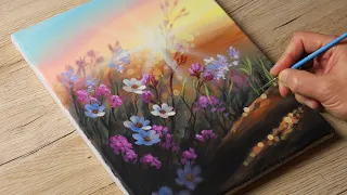 Painting Wildflowers / Acrylic Painting for Beginners