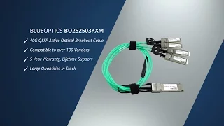 BlueOptics© BO253503KXM Active Optical Breakout Cable (AOC) QSFP 40GBASE-SR4 to 4x10GBASE-SR SFP+