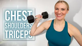 20-min Upper Body PUSH Strength Workout with Dumbbells | CHEST, SHOULDERS, TRICEPS