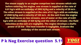 P k nag question 5.11 of the chapter 5 of the thermodynamics