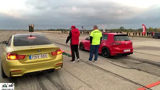 BMW M4 vs Vw Golf R drag racing 1/4 mile 🚦🚗  - 4K