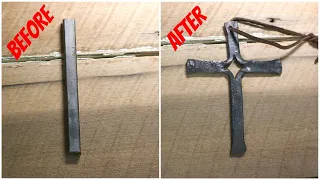 How to make a forged split cross//beginner blacksmithing