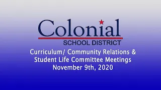 CSD Curriculum/Community Relations Committee Meetings - 11/9/2020