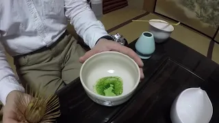 Preparing a bowl of matcha