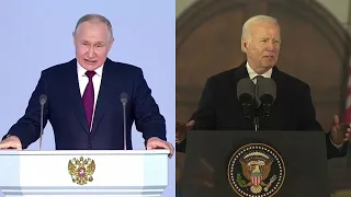 Putin escalates pro-war rhetoric amid Biden's historic visits