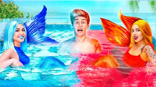 Hot VS Cold MERMAID | Girl on Fire VS Icy Girl Awkward Mermaid Situations