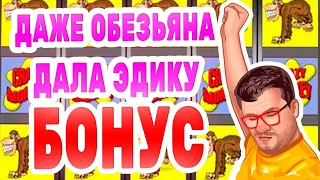 Мощный занос в Crazy Monkey! Обезьяна выдала Эдику отличный бонус в казино Вулкан