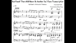 Bud Powell "There Will Never Be Another You" Piano Transcription