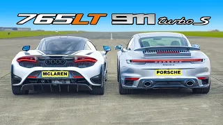 CARWOW DRAG RACE THE MCLAREN 765LT V PORSCHE 911 TURBO S!