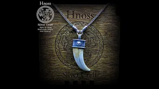 Veles Necklace Amulet with Wild Boar Tusks in Silver by Hnoss Silver Craft