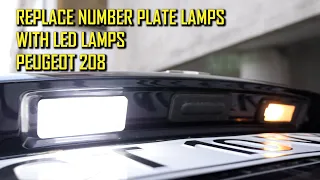 Peugeot 208 LED Lamps for License Number Plate, no error. Peugeot 207, 3008