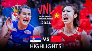 🇨🇳 CHINA vs SERBIA 🇷🇸 | Highlights | Women's VNL 2024