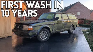 Volvo 240 First Wash After 10 Years Of Sitting In The Woods