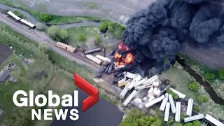 Crews clean up following train derailment near Sibley, Iowa