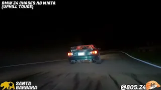 BMW Z4 chases NB Miata on the Touge