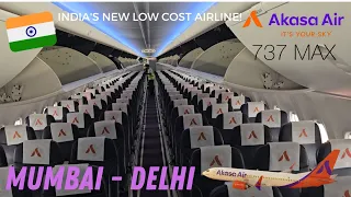 Trip Report | India's New Low Cost Airline! | Mumbai - Delhi | Akasa Air Boeing 737 MAX 8 | VT-YAG |