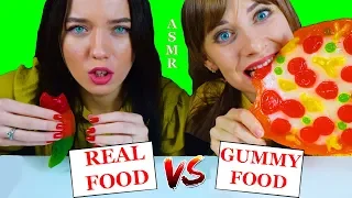 ASMR GUMMY FOOD VS REAL FOOD CHALLENGE EATING SOUNDS LILIBU