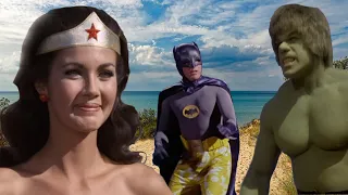 Hulk, Wonder Woman and Batman Day at the Beach