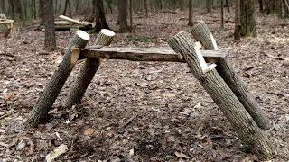 Bushcraft Friction Bench Build: Woodworking, Outdoor Camp Furniture, Camp Comfortss