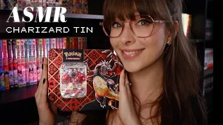 ASMR 🔥 Shiny Charizard Tin!! 🔥 Relaxing Whispered Pokemon TCG Paldean Pack Opening for Sleep