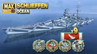 Battleship Schlieffen: 9 ships destroyed on map Ocean - World of Warships